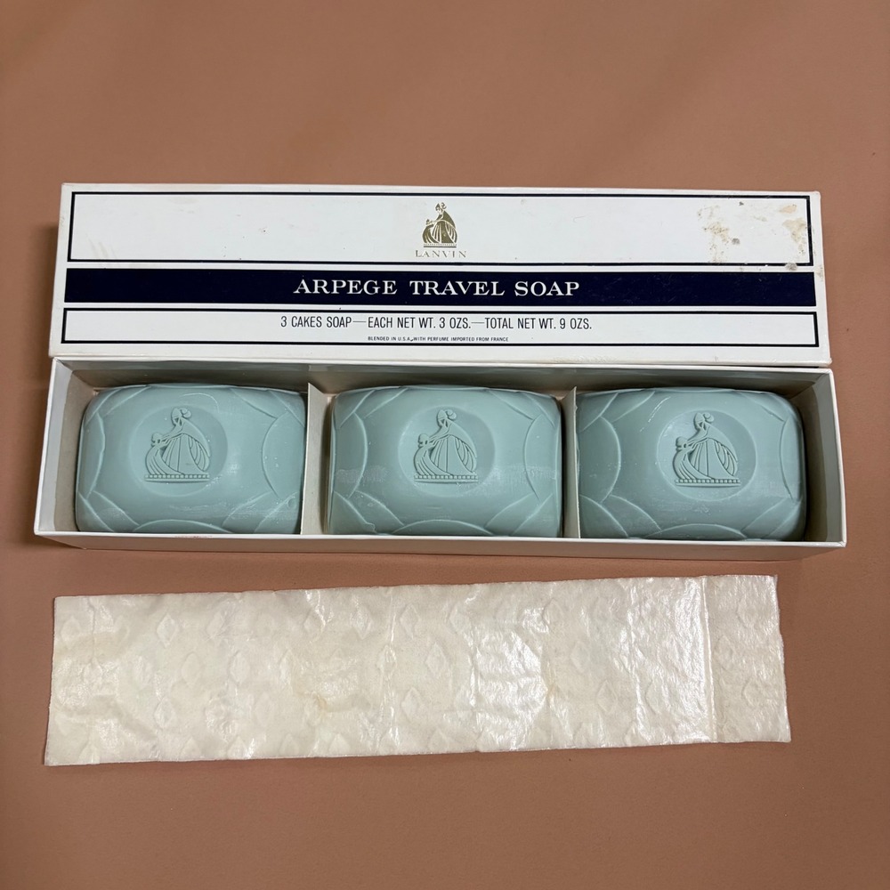 Vintage Lanvin Arpege Travel Soap Set 3 Cakes 3oz Each French Perfume Blended